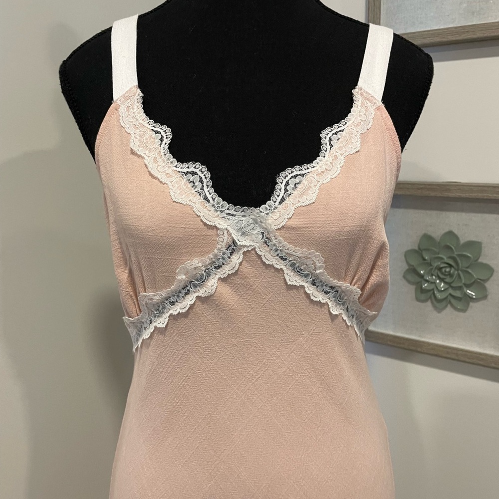 Monteau Linen Blend 90’s Slip Maxi/Night Dress with Lace Trim NWT! - Picture 5 of 13